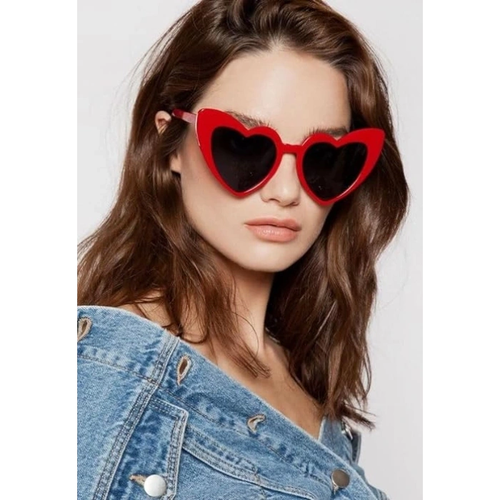 Kırmızı Renk Kalp Şekilli Parti Gözlüğü 15x5 cm