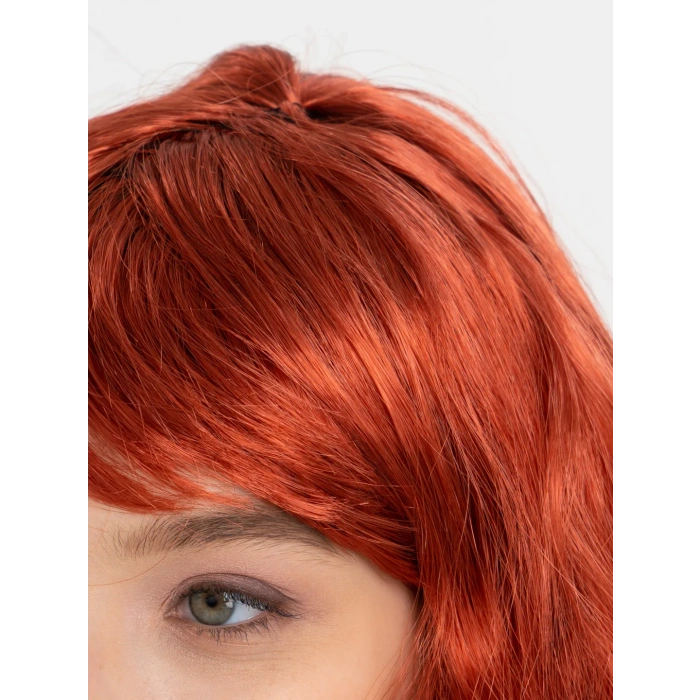 Kızıl Renk Kahküllü Dalgalı Uzun Parti Peruğu