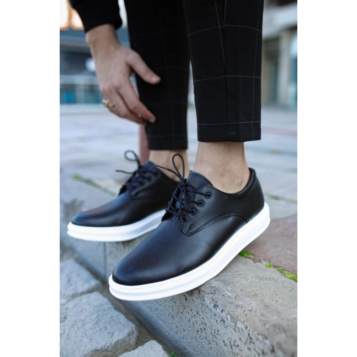 Klasik Erkek Ayakkabı  Siyah (Beyaz Taban)