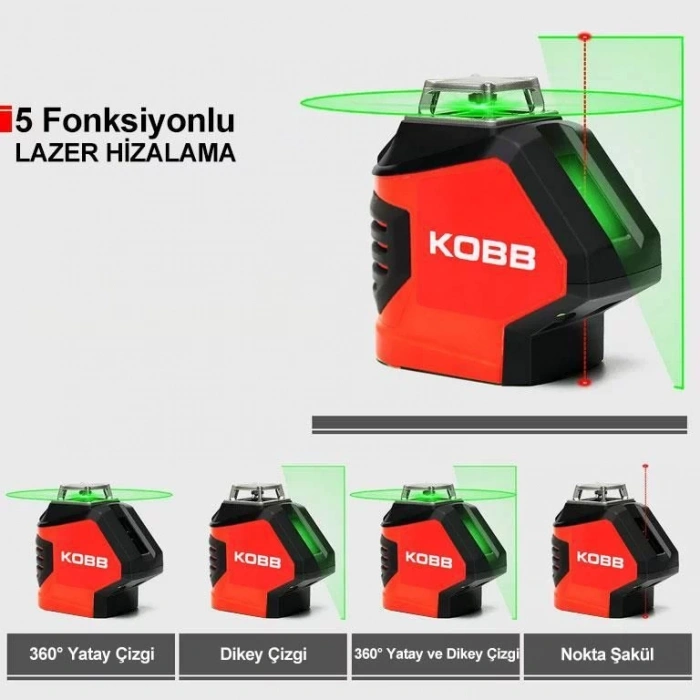 KOBB KBL88GTP 25 Metre Otomatik Hizalama Yeşil Lazer
