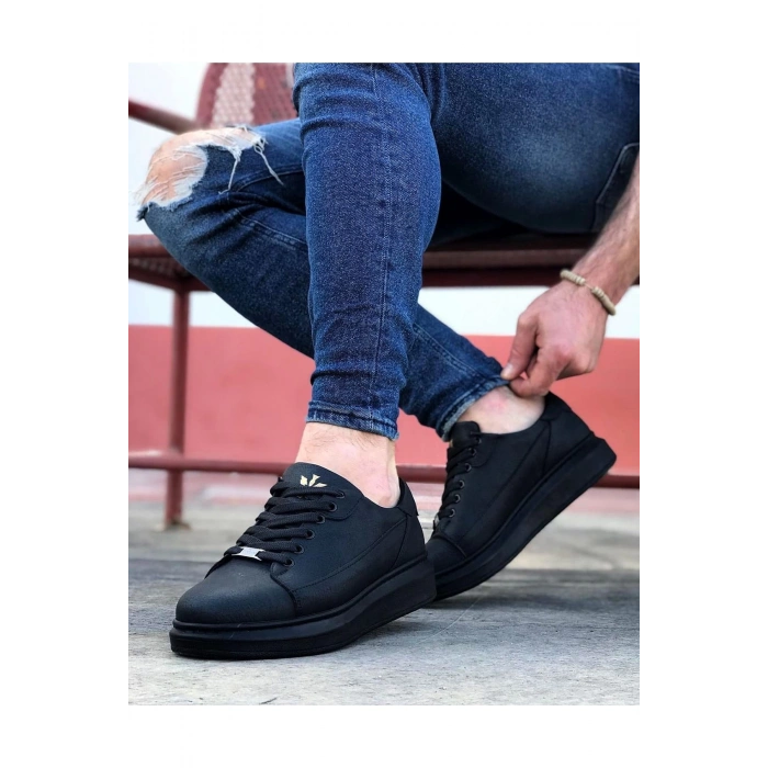 Kömür Bağcıklı Kalın Taban Casual Erkek Ayakkabı