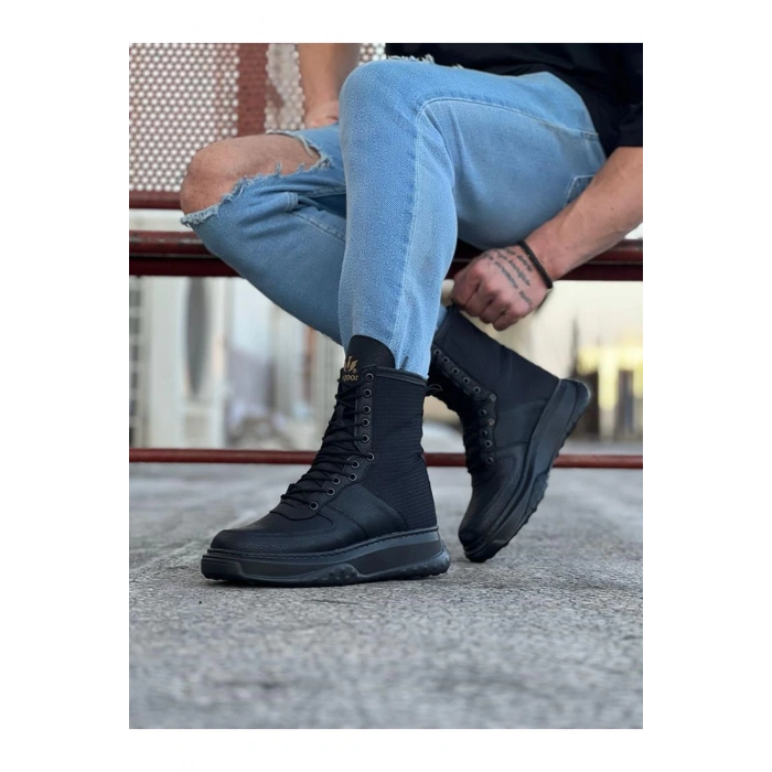 Kömür Cilt Uzun Bağcıklı  Bot