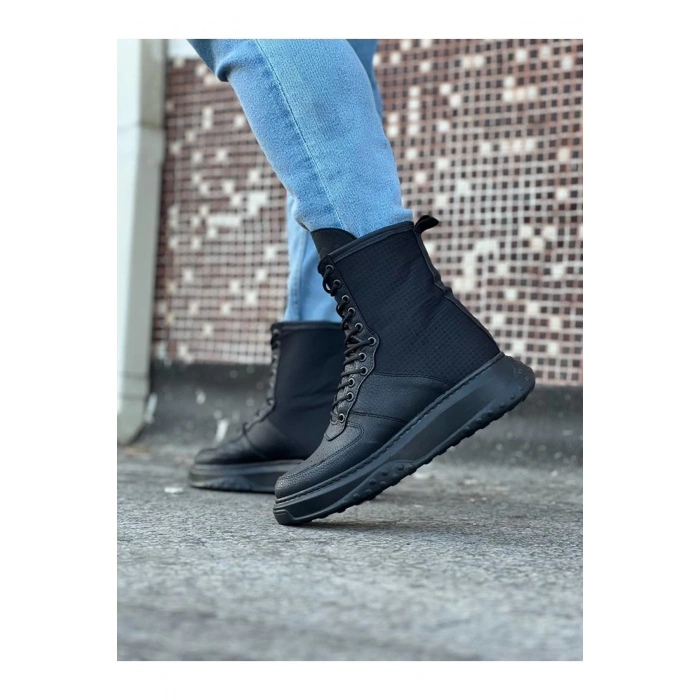 Kömür Cilt Uzun Bağcıklı  Bot