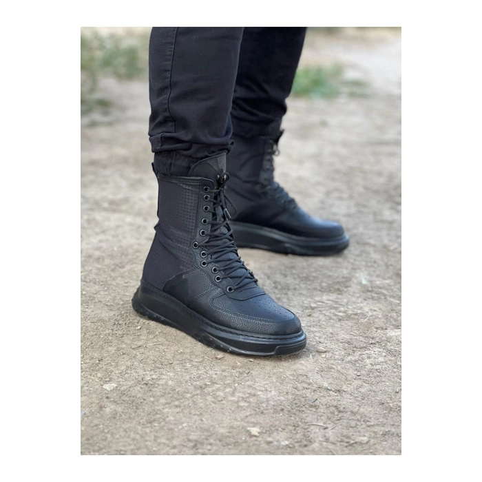 Kömür Cilt Uzun Bağcıklı  Bot