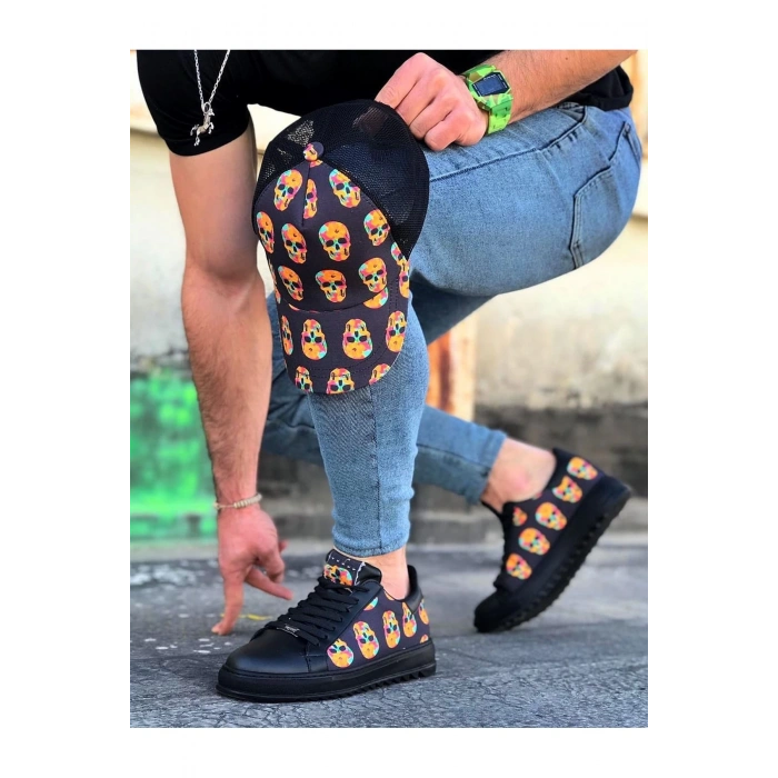 Kömür Kurukafa Baskılı Erkek Casual Ayakkabı