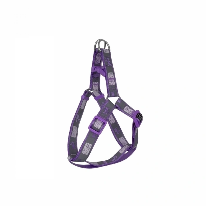 Köpek Göğüs Tasma Seti Köpek Desenli 120 cm-34 cm-47 cm Mor