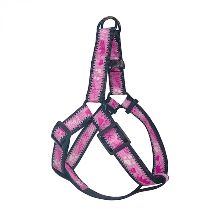 Köpek Göğüs Tasma Seti Reflektörlü Taç Desenli 120 cm-50 cm-70 cm Pembe