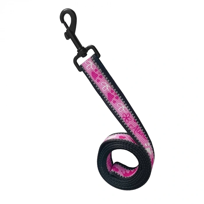 Köpek Göğüs Tasma Seti Reflektörlü Taç Desenli 120 cm-50 cm-70 cm Pembe