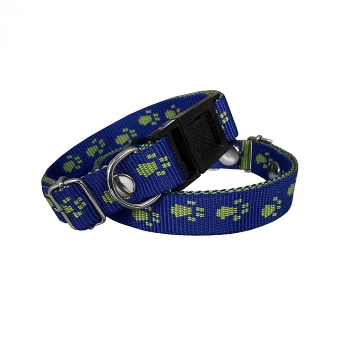 Köpek Tasması Patili Dokuma 2 cm - Min: 30 cm - Max: 50 cm Lacivert