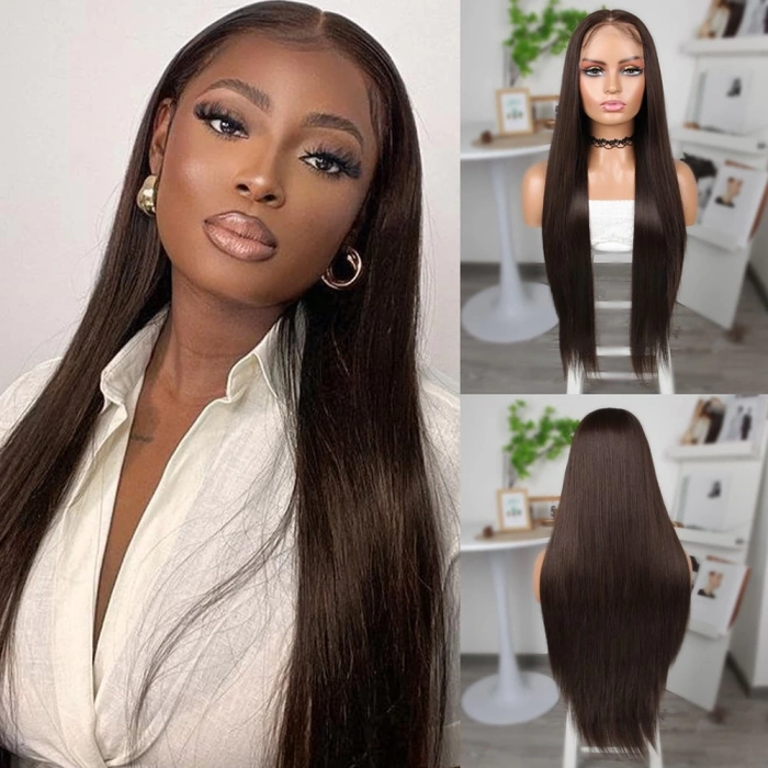 Kumral Ekstra Uzun Fiber Sentetik Düz Tül Peruk