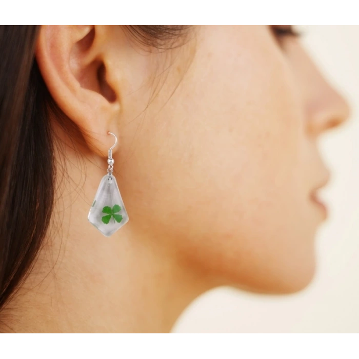 Küpe  - Dört Yapraklı Yonca (Gerçek Yonca)