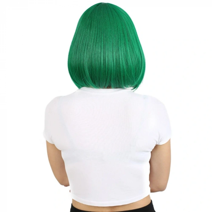 Küt Kahküllü Fiber Sentetik Peruk / Koyu Yeşil