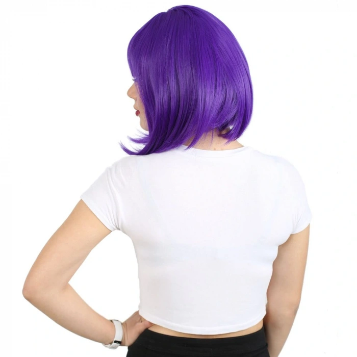 Küt Kahküllü Fiber Sentetik Peruk / Mor