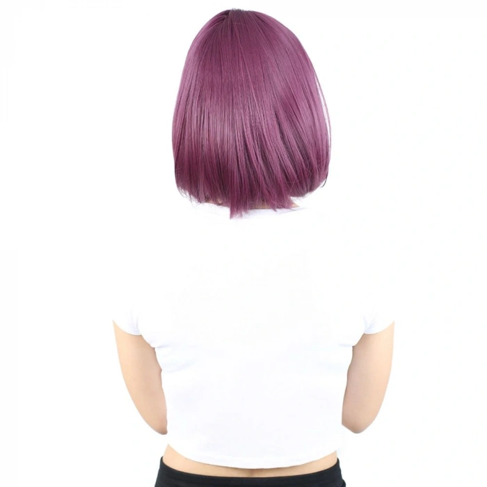 Küt Kahküllü Fiber Sentetik Peruk / Patlıcan Moru