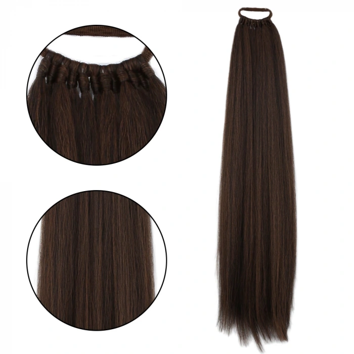 Lastik Tokalı At Kuyruğu Düz / Kahve Karamel