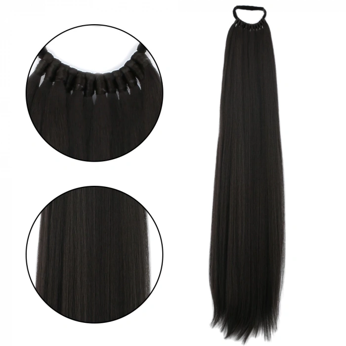 Lastik Tokalı At Kuyruğu Düz / Kahverengi