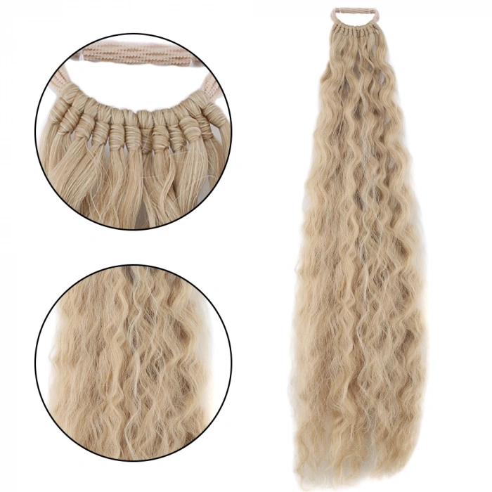 Lastik Tokalı At Kuyruğu Kabarık Afro Dalgalı / Balköpüğü Platin Röfle