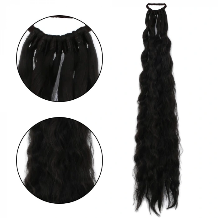 Lastik Tokalı At Kuyruğu Kabarık Afro Dalgalı  / Kahverengi