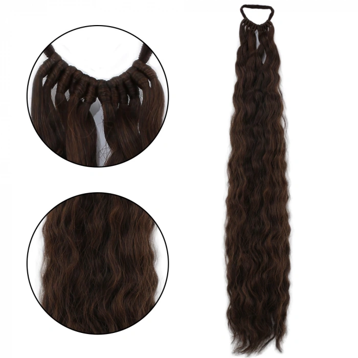 Lastik Tokalı At Kuyruğu Kabarık Afro Dalgalı / Kızıl Kahve