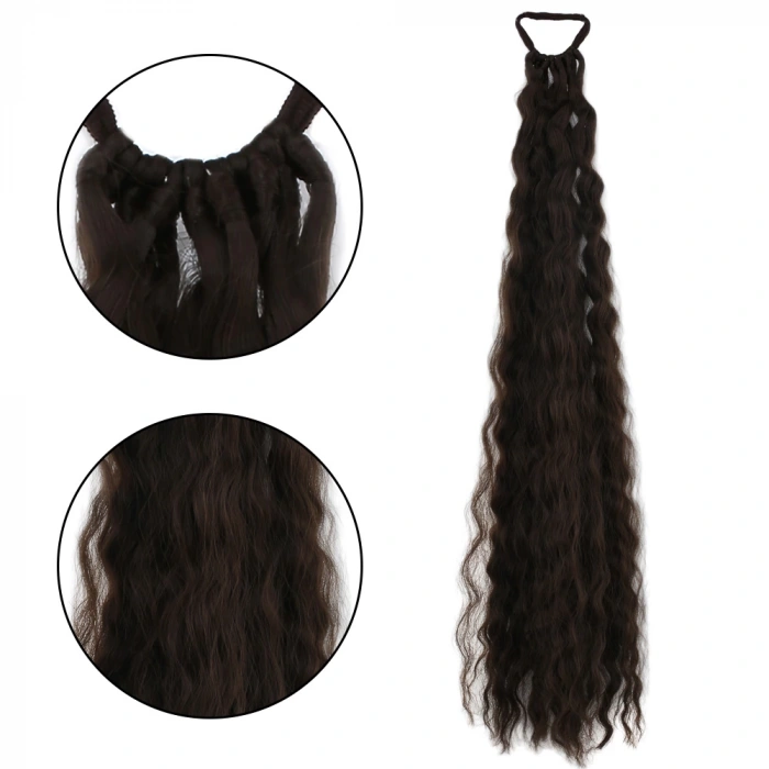 Lastik Tokalı At Kuyruğu Kabarık Afro Dalgalı / Koyu Kumral