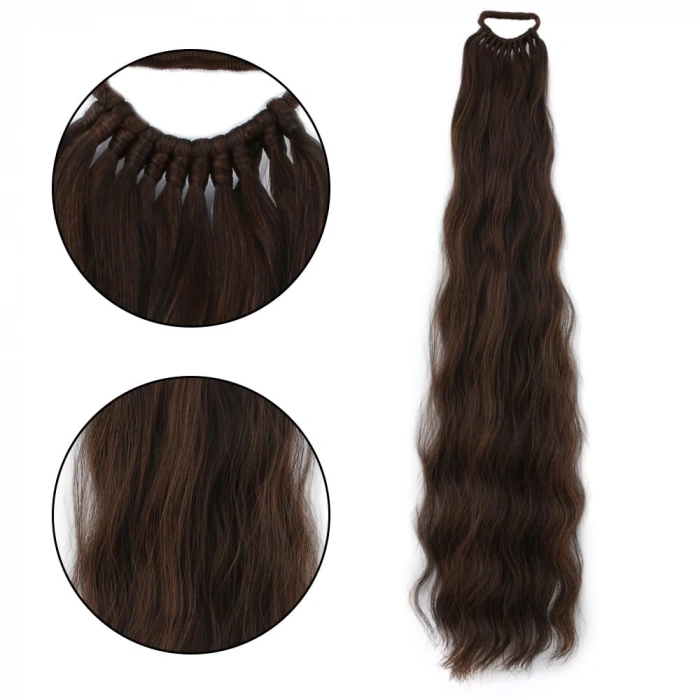 Lastik Tokalı At Kuyruğu Su Dalgalı / Kahve Karamel