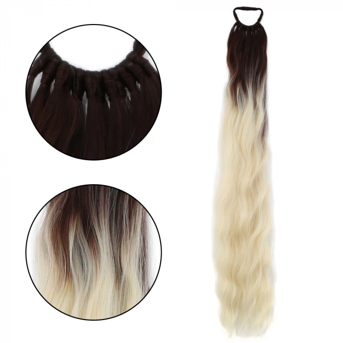 Lastik Tokalı At Kuyruğu Su Dalgalı / Kumral / Platin Ombre