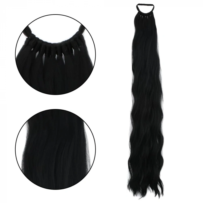 Lastik Tokalı At Kuyruğu Su Dalgalı  / Siyah