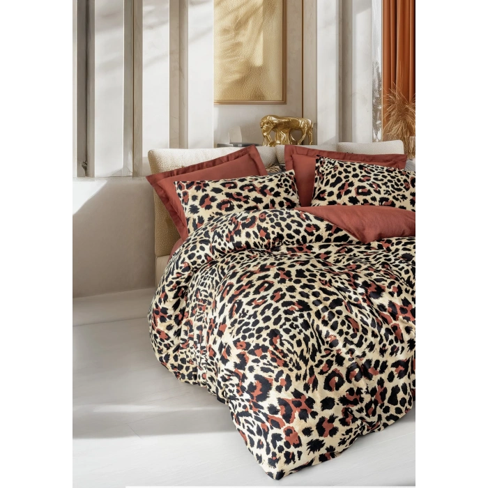 Leoluxe Kiremit Saten Nev Takımı Çift Kişilik