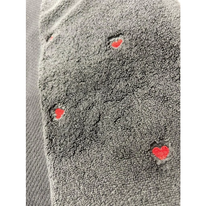 Lubow Love Koyu Gri Kırmızı Nakışlı 70x140 6lı Havlu Seti