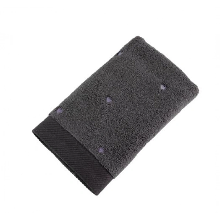 Lubow Love Koyu Gri Lila Nakışlı 50x90 6lı Havlu Seti