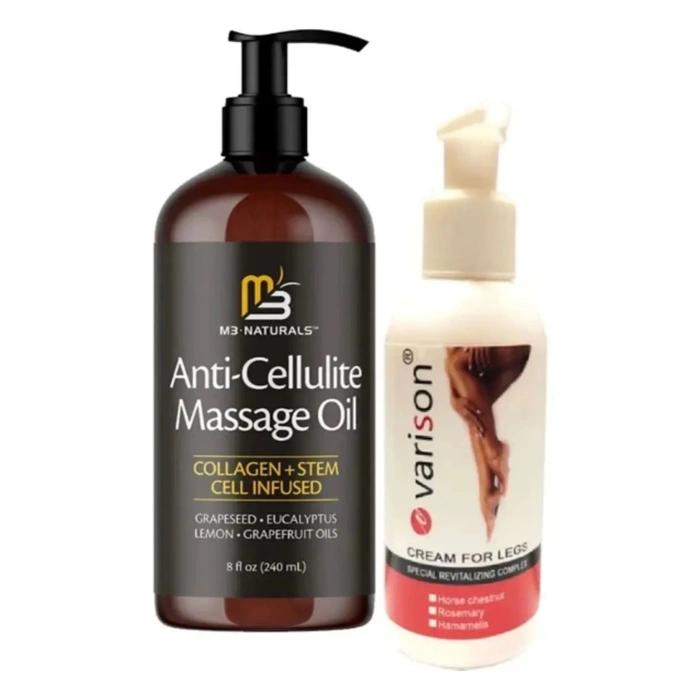 M3 Naturals Anti-Cellulite Massage Oil 240 ml Masaj Yağı + on 120 ml Kremi
