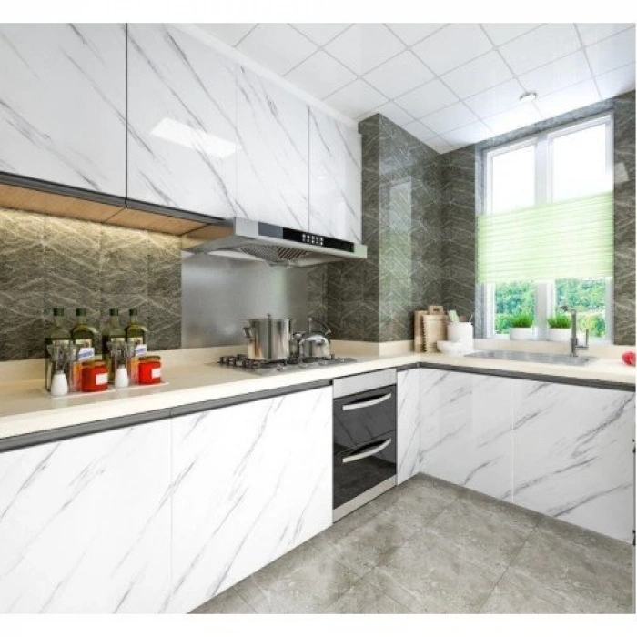 Mermer Desenli Yapışkanlı  Folyo  Masa Tezgah Duvar Kağıdı Su Geçirmez  Folyo