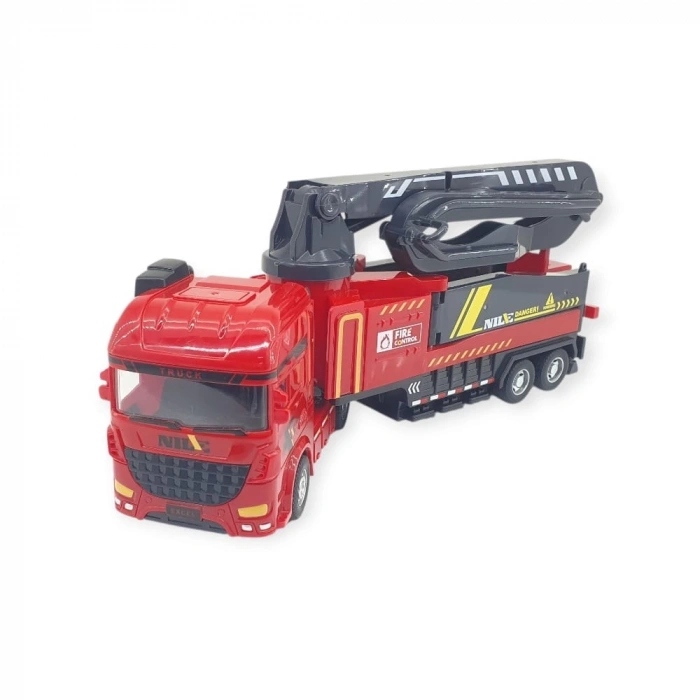 Metal İtfaiye Arabası - Söndürme Vinçli 26cm - 706-43