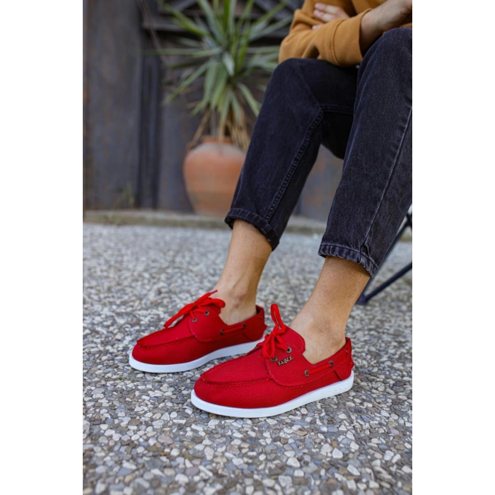 Mevsimlik Keten Ayakkabı  Kırmızı
