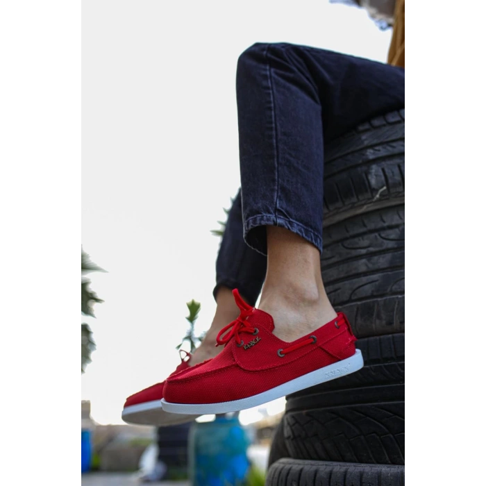 Mevsimlik Keten Ayakkabı  Kırmızı