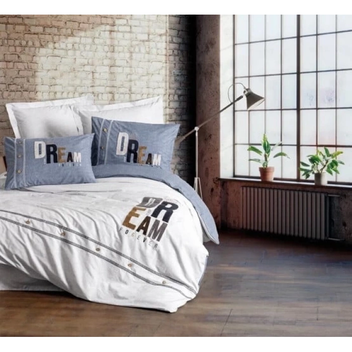 Mood Nakışlı Ranforce Çift Kişilik Nev Takımı Forever Gri 8680108071144