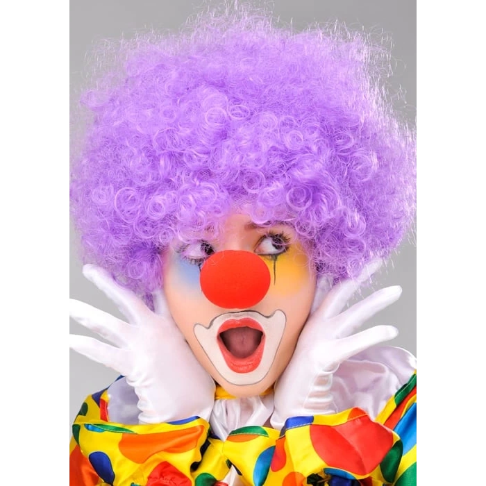 Mor Renk Kıvırcık Afro Bonus Peruk Takma Saç ve Kırmızı B Seti