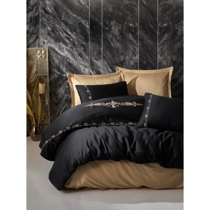 Nakışlı Çift Kişilik Saten Nev Takımı Gloria Gold