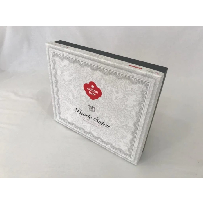 Nakışlı Çift Kişilik Saten Nev Takımı King Antrasit