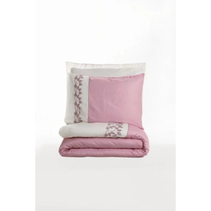 Nakışlı Çift Kişilik Saten Nev Takımı Niobe Pembe