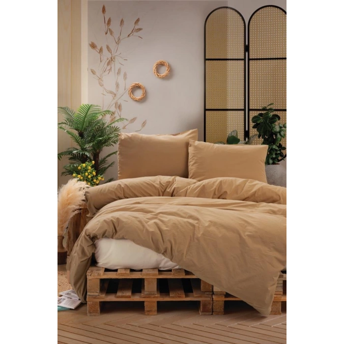 Neat Poplin Çift Kişilik Nev Takımı Bej Krem