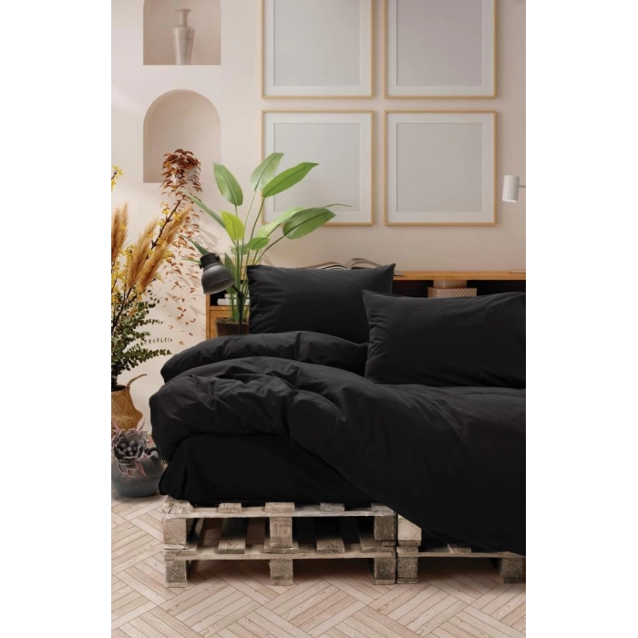 Neat Poplin Çift Kişilik Nev Takımı Siyah