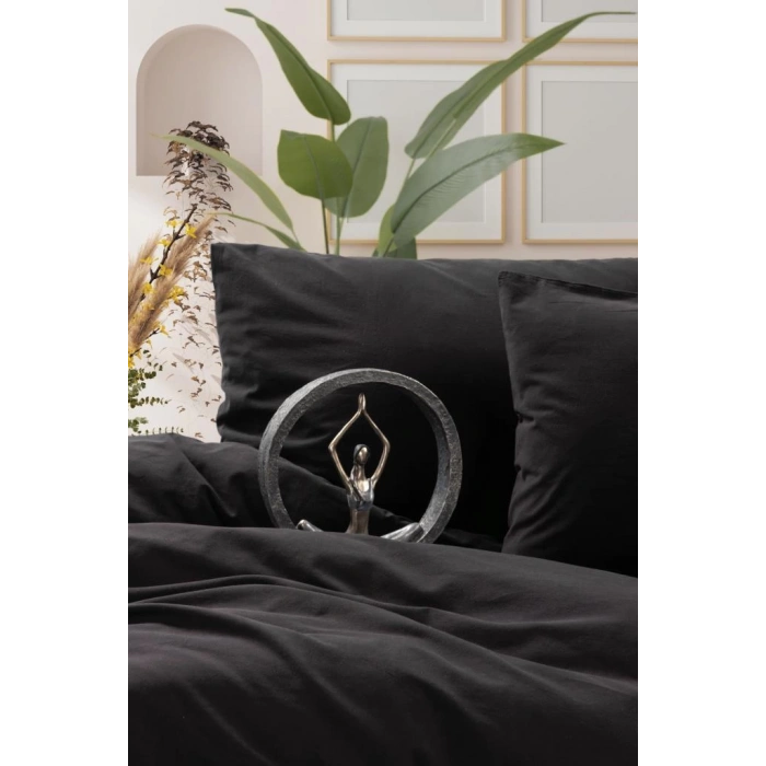 Neat Poplin Çift Kişilik Nev Takımı Siyah