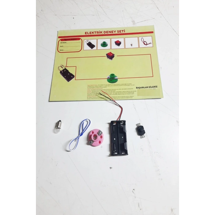 Okul Deney Seti - Elektrik Seti Ampul - Pil Yatağı - Duy -Düğme Seti