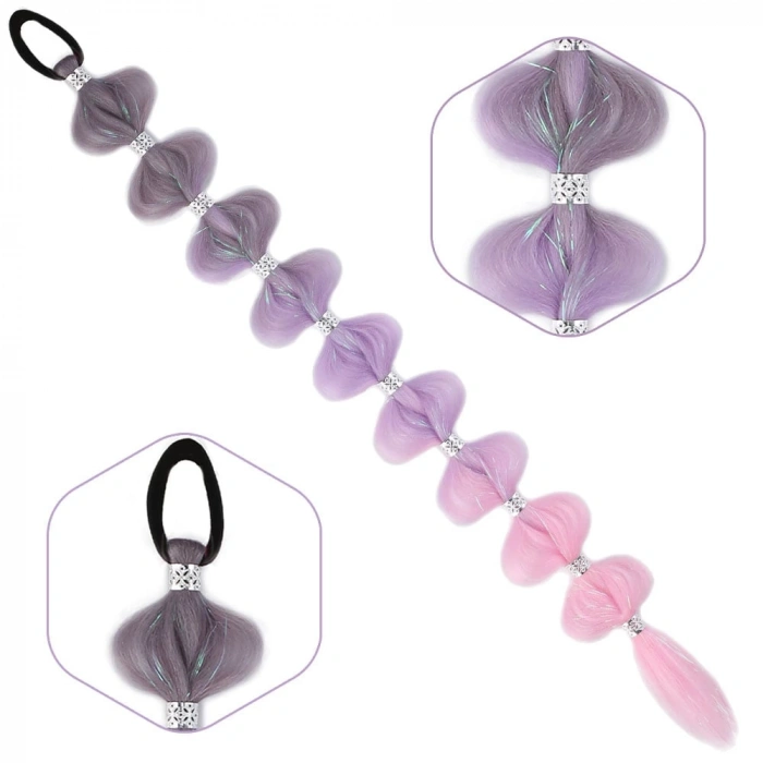 Örgülü Simli Aksesuarlı Lastikli At Kuyruğu / ACM06