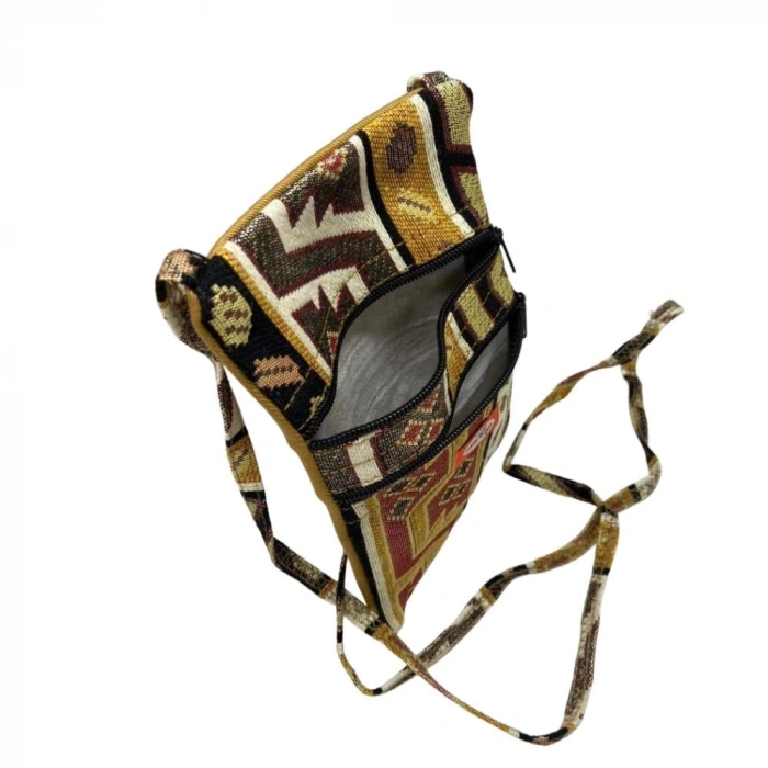 Otantik Desenli Fermuarlı Askılı Çanta Özel Dikim