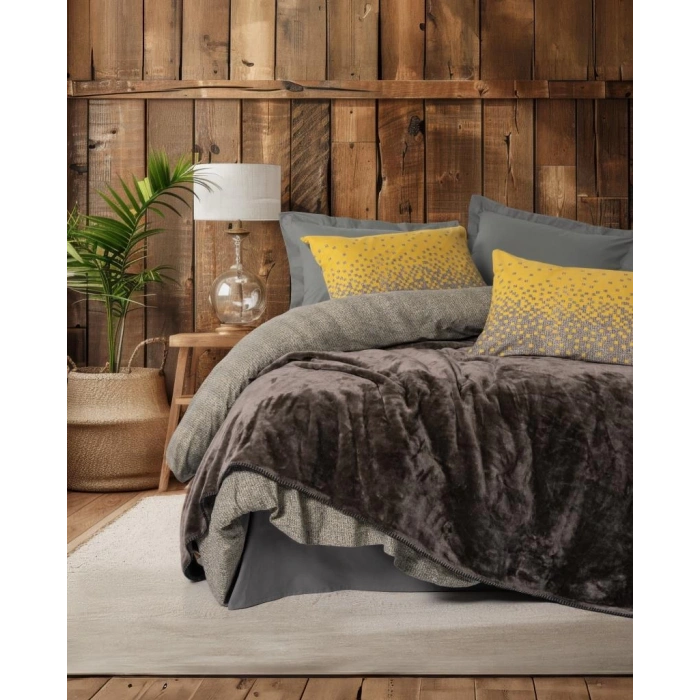 Oyster Çift Kişilik Battaniyeli Nevresim Takımı Kahve