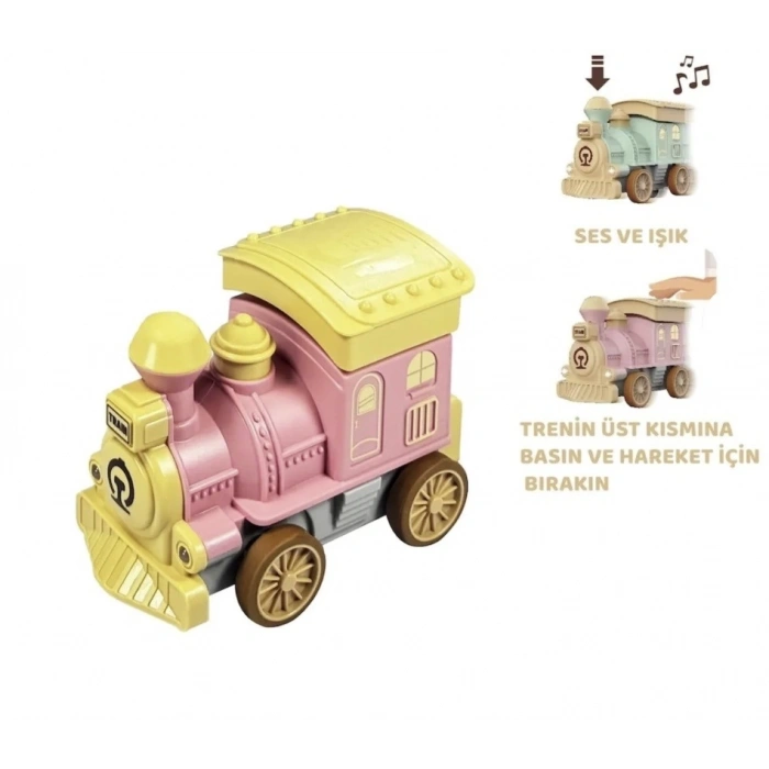 Oyuncak Tren Işıklı Sesli Bas Gitsin 14cm - PEMBE - 8068A