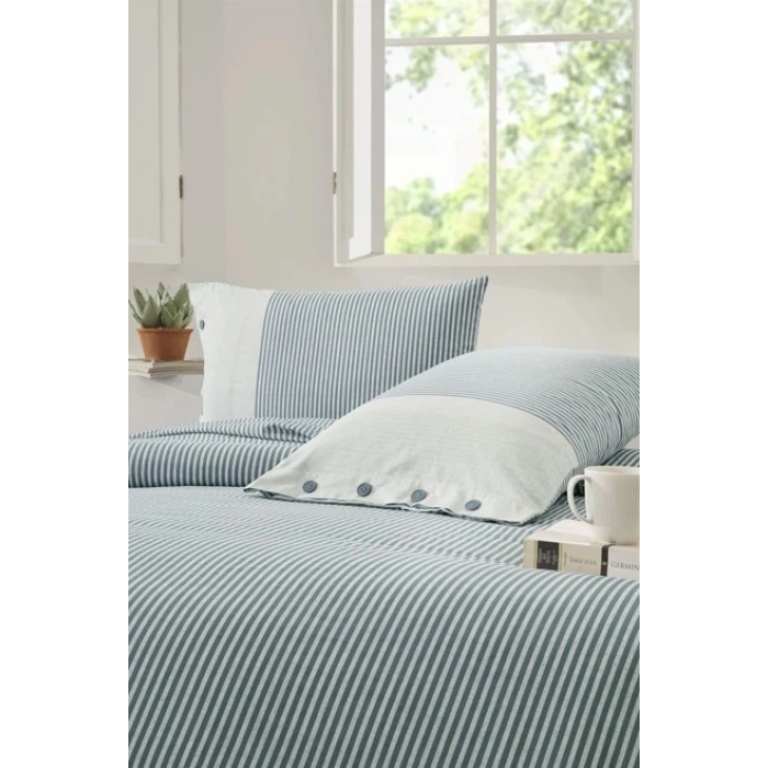 Özdilek Çift Kişilik Ranforce Nev Takımı Natural Line Mavi