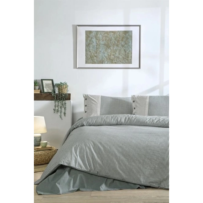 Özdilek Çift Kişilik Ranforce Nevresim Takımı Natural Line Yeşil